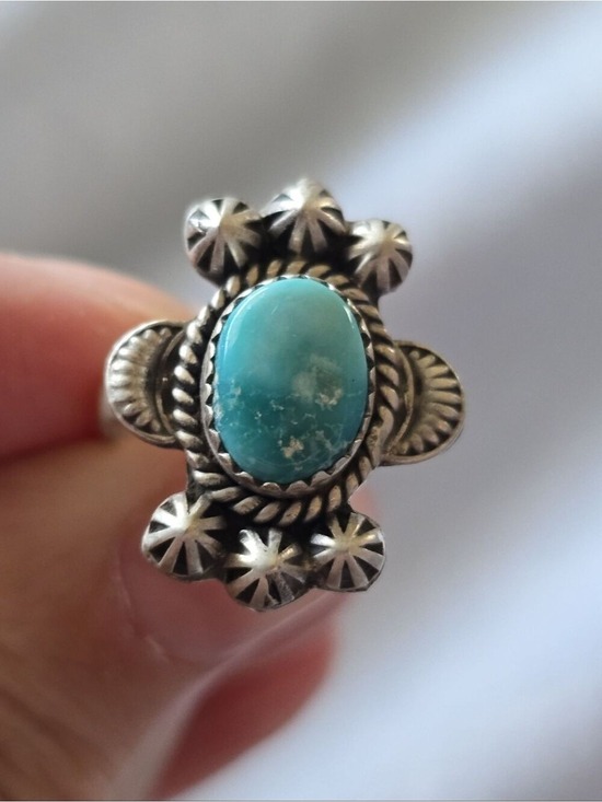 Handmade Jewelry - Sterling Silver White Water Turquoise Ring Southwestern